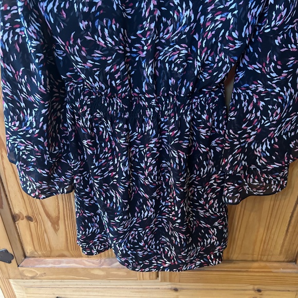 White House Black Market Dress Long Sleeve Abstract Petal Print Size 2 - Picture 4 of 9